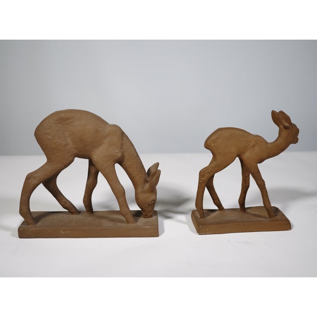 Ceramic Mid-Century Deer Sculptures in Terracotta by Else Bach for Karlsruhe Majolica, 1950s, Set of 2 For Sale - Image 7 of 10