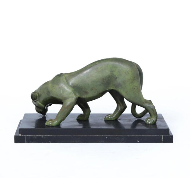 Metal French Art Deco Patinated Bronze Panther by Irénée Rochard, 1920s For Sale - Image 7 of 16