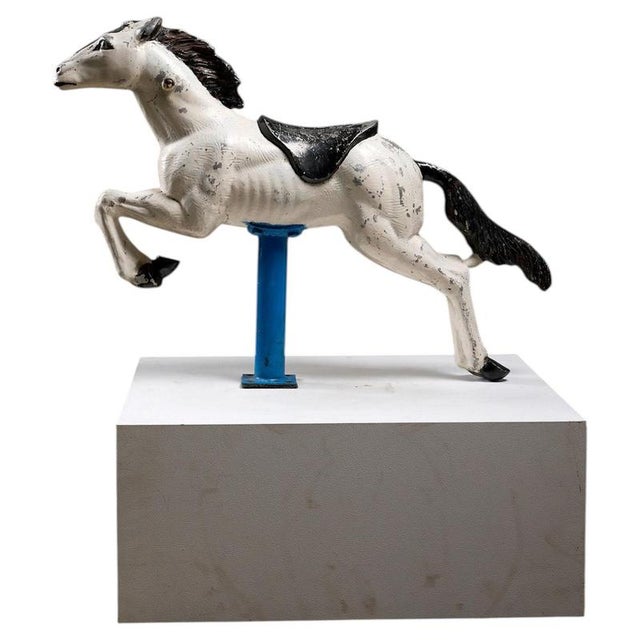 Mid-Century Industrial Aluminum Carousel Horse Figure on Stand, 1960s For Sale - Image 6 of 6