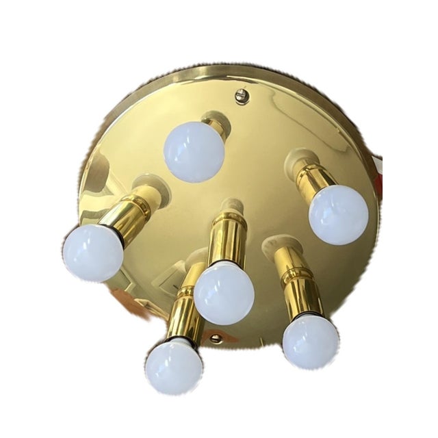 Mid-Century Modern Brass Ceiling Lights with Glass Globes from TZ Leuchten, Germany, 1980s, Set of 2 For Sale - Image 4 of 11