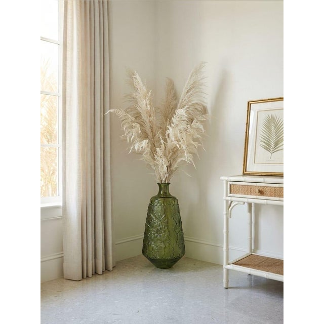Bottle Green Vintage-Inspired Olive Green Textured Glass Bottle Floor Vase For Sale - Image 8 of 12