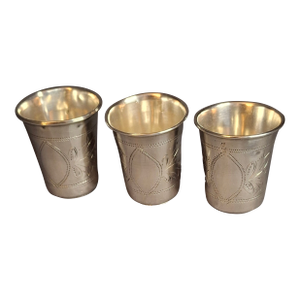 Antique French Silver Kiddush Cups Beakers .800 Gabriel Pascal Gp Hallmarked c.1890 - Set of 3