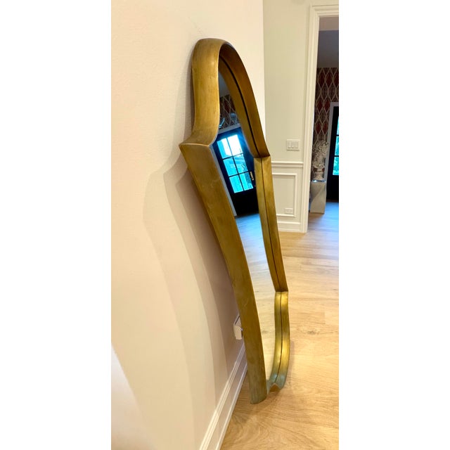 Labarge 1970s LaBarge Attributed Sculptural Gilt Wood Shield Wall Mirror For Sale - Image 4 of 8