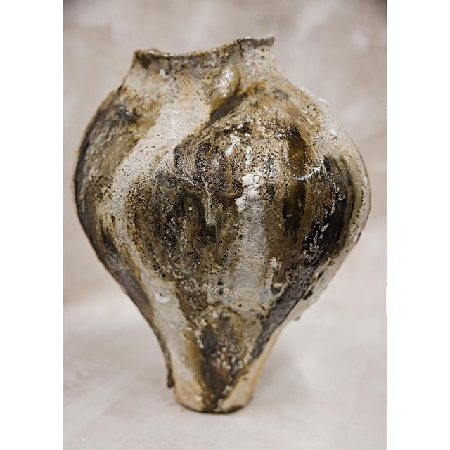 Ceramic Tall Woodland Organic Hand Painted Vase For Sale - Image 7 of 9