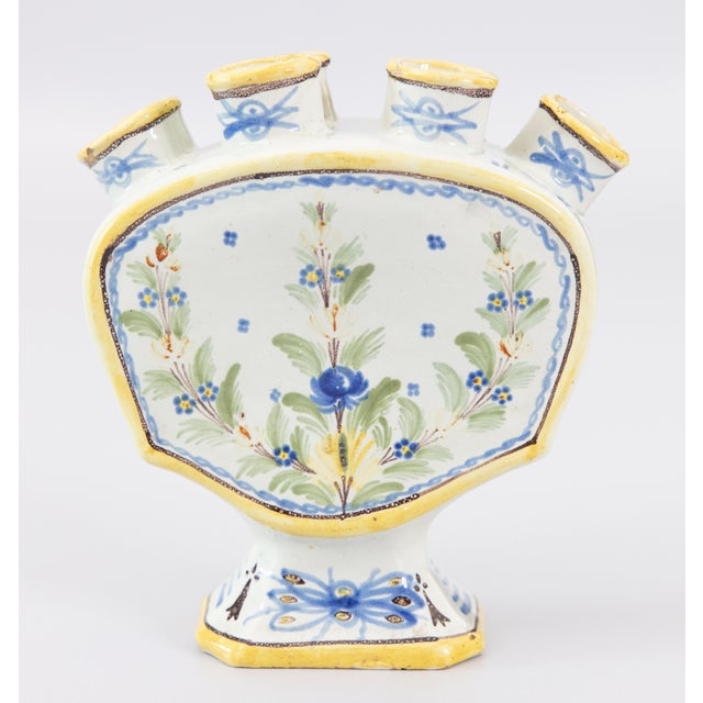 Farmhouse 19th Century French Quimper Faience Tulip Vase Tulipiere For Sale - Image 3 of 11