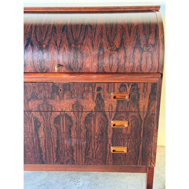 Scandinavian Rosewood Rolltop Desk by Egon Ostergaard - Vintage Swedish Secretary, 1960s For Sale - Image 10 of 10