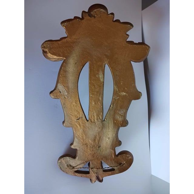 Mid-Century Modern Pair Robust Gold Candle Bracket Shelves, Plaster Midcentury , Rococo Style For Sale - Image 3 of 3