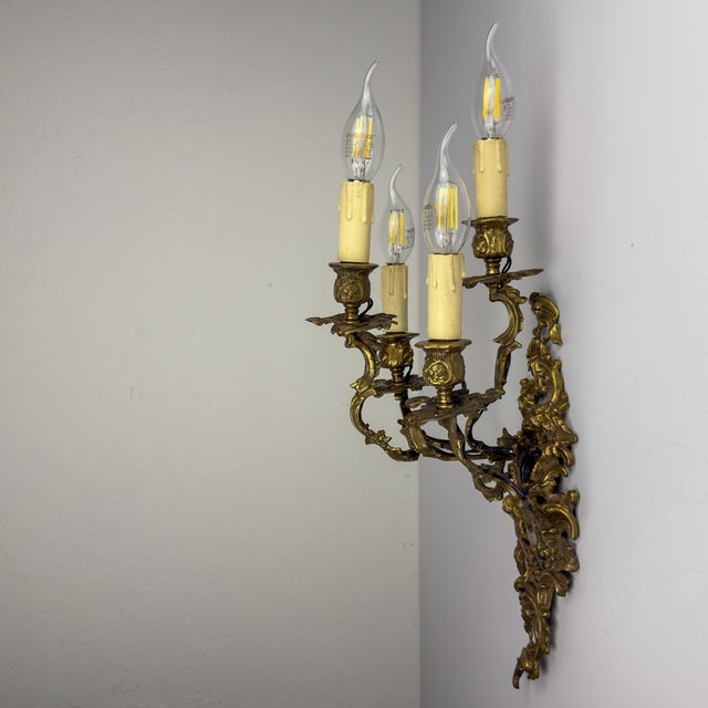 1930s Vintage Italian Bronze Wall Sconce, Italy, 1930s For Sale - Image 5 of 18