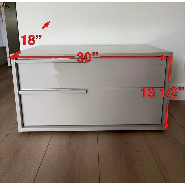 2020s Modloft Dresser and Night Stand High Gloss Lacquer Finish Chateau Gray Made in Italy For Sale - Image 5 of 8