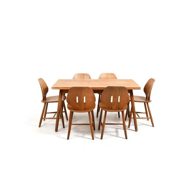 Dining Table & Chairs by Ejvind A. Johansson & Poul Volther for FDB Møbler, 1960s, Set of 7 For Sale - Image 13 of 13