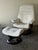 Ekornes ASA Mid 20th Century Scandinavian Ekornes Stressless Lounge Chair and Ottoman in White Leather & Rosewood For Sale - Image 4 of 18