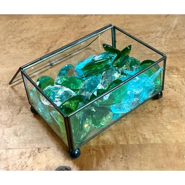 Retro Glass Display Box With Crystal and Resin Prisms For Sale - Image 9 of 12