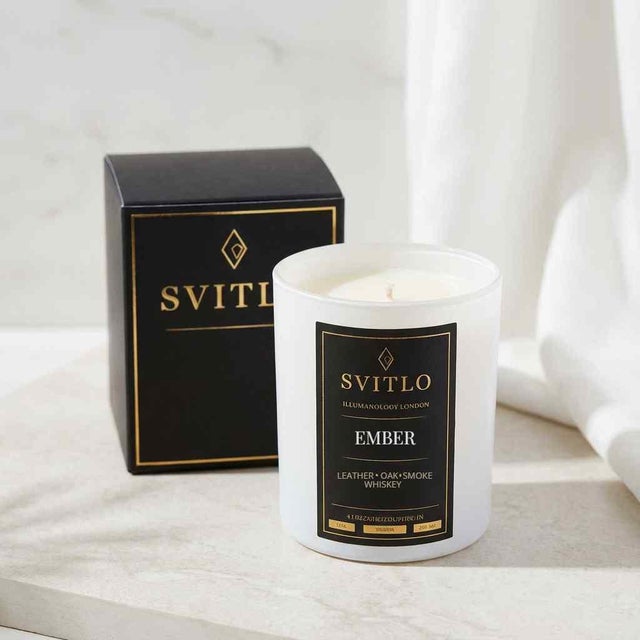 Modern Loomlan Ember - Leather, Oak, Whiskey Candle For Sale - Image 3 of 4