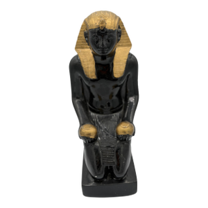 1930s Egyptian Revival Black Ceramic With Gold Highlights Egyptian Statue or Figurine