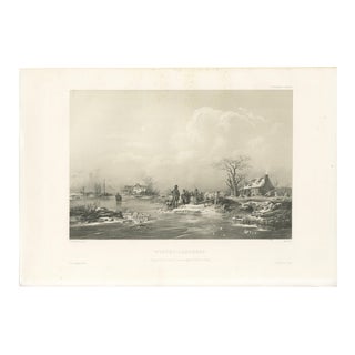 After Pehr Wickenberg, Winter-Landskap, Swedish Winter Scene, 1850, Lithograph For Sale