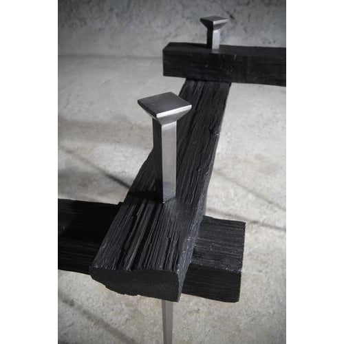 Metal Coffee Table in Wood and Steel by Frederic Gaillard For Sale - Image 7 of 8