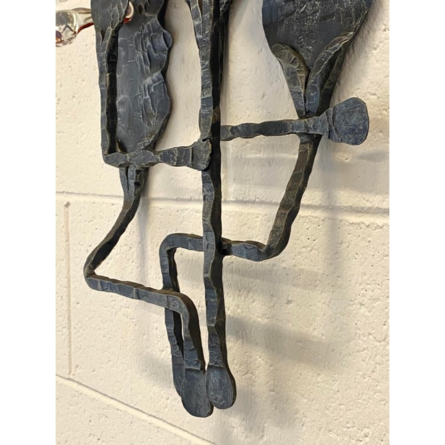 Brutalist Aplique in Wrought Iron and Glass, 1960s For Sale - Image 14 of 18