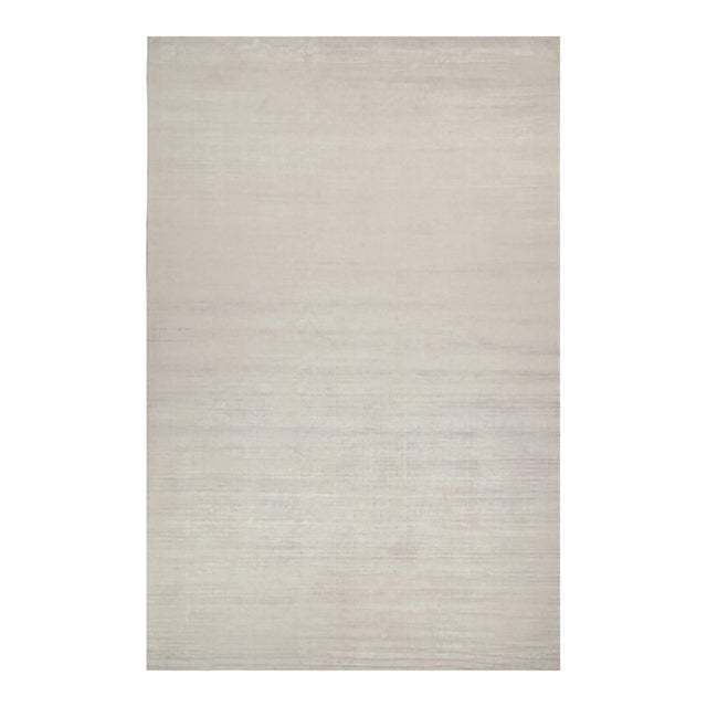 2010s Rug & Kilim’s Plain Modern Rug in Solid Silver and Off-White Tone-on-Tone - 13x20 For Sale