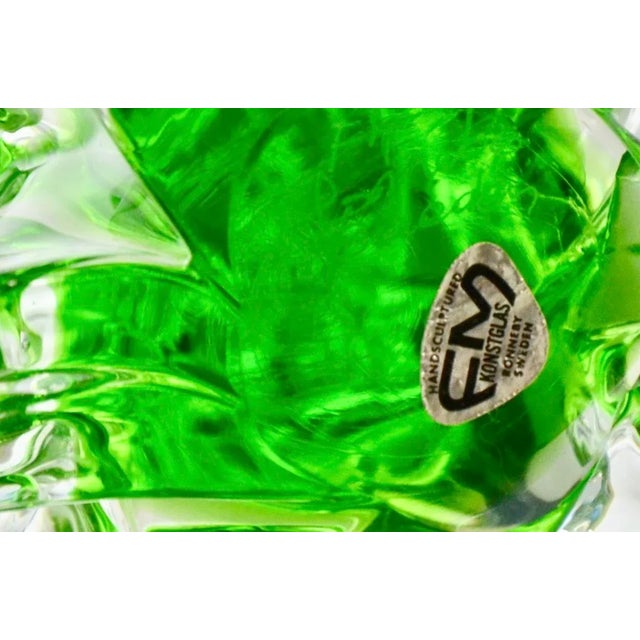 Traditional Signed 10" Swedish Blown Art Glass Green Tree For Sale - Image 3 of 4