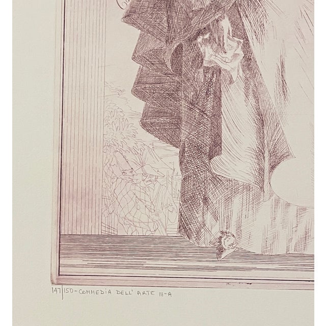 Figurative Joseph Pecsenke Colombina Commedia Dell'arte Etching For Sale - Image 3 of 4