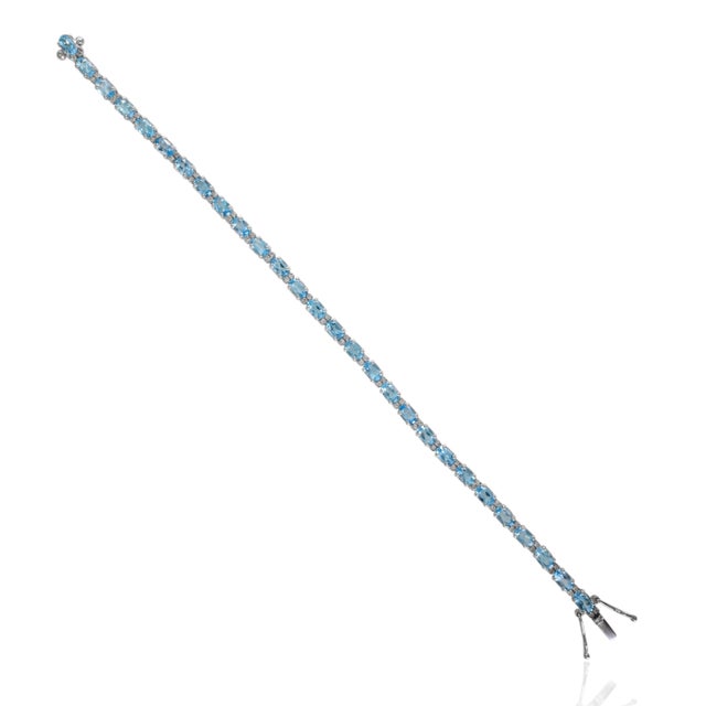 Not Yet Made - Made To Order Blue Topaz & Diamond Tennis Bracelet For Sale - Image 5 of 8