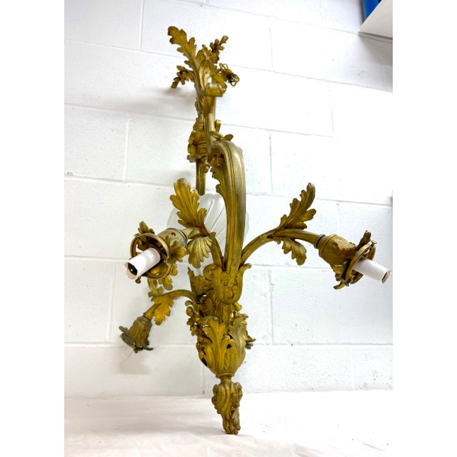 Large Antique Ornate Louis XV Dore Bronze French Ceiling Chandelier Fixture For Sale - Image 14 of 15