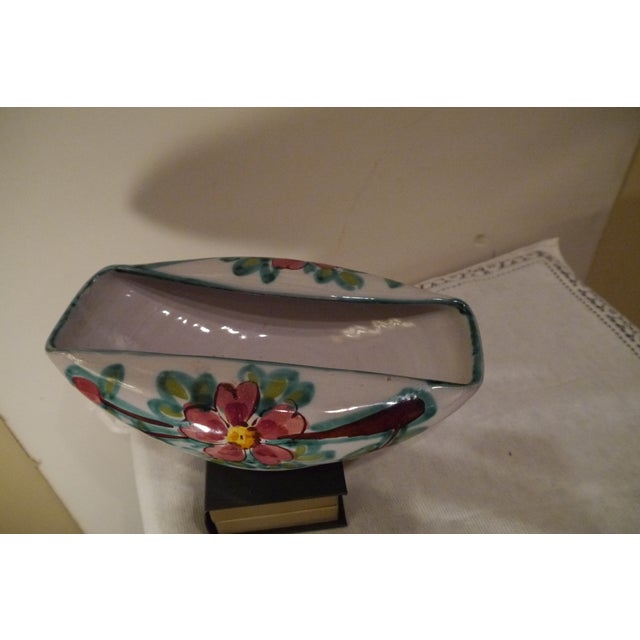 Vintage Mid 20th Century Rolled Bowl / Vase Tito Corti T.C. Italy Art Pottery Flowers For Sale - Image 10 of 12