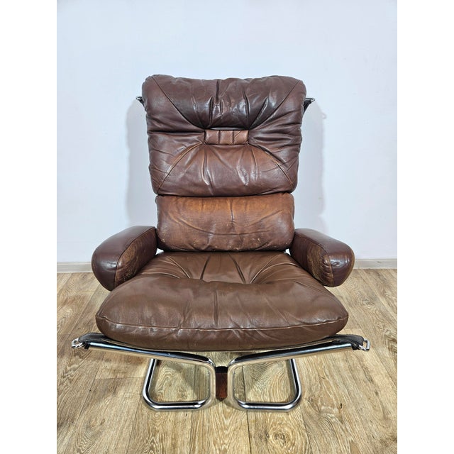 Brown Set of Armchair and Ottoman by Harald Relling for Westnofa For Sale - Image 8 of 18