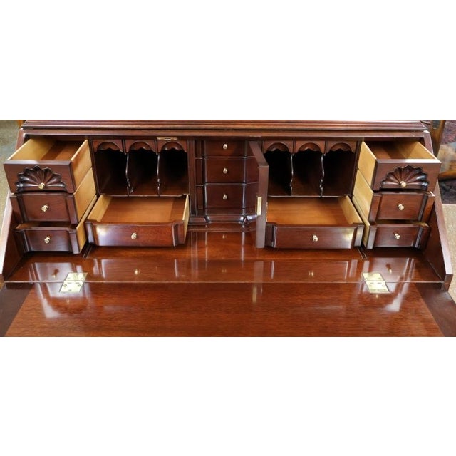 1990s Kindel Winterthur Mahogany Rhode Island Goddard Chippendale Secretary Desk For Sale - Image 10 of 18