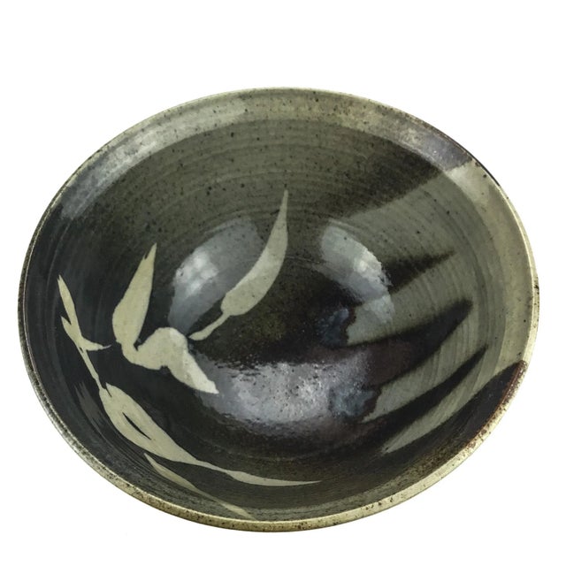 Vintage Japanese Artisan Clay Bowl With Rosewood Stand For Sale In Portland, ME - Image 6 of 13