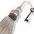 Platinum Satin Key Tassels With Dove Gray Velvet Details - A Pair For Sale - Image 4 of 13