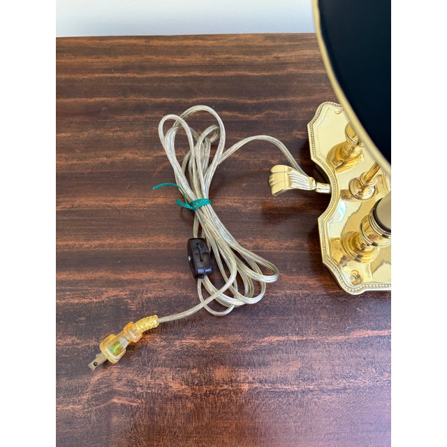 Gold Mid-20th Century Brass Bouillotte Lamp With Black Tole Shade For Sale - Image 8 of 9