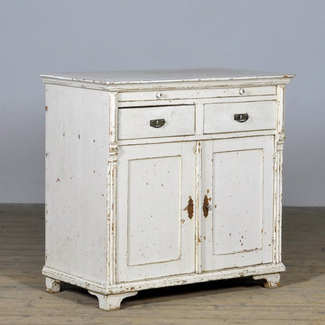 Rustic Antique White Buffet in Pine, 1910 For Sale - Image 3 of 17