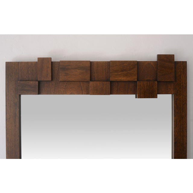 MCM Lane Brutalist Staccato Lowboy Dresser & Mirror Set For Sale - Image 16 of 18