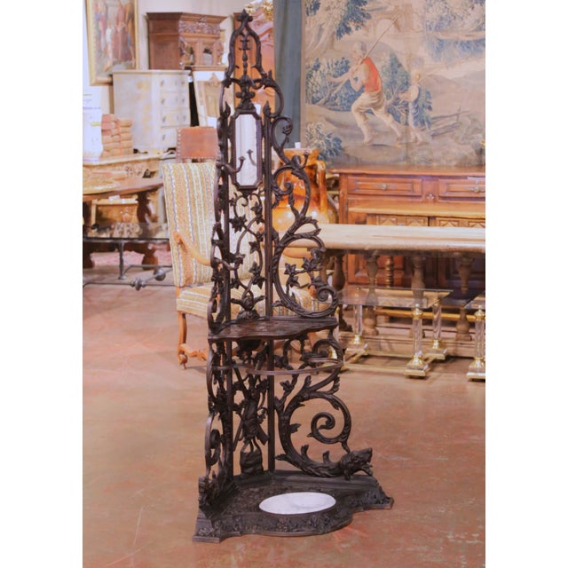 Gothic 19th C. French Gothic Revival Iron Corner Hall Stand in the Manner of Corneau For Sale - Image 3 of 16