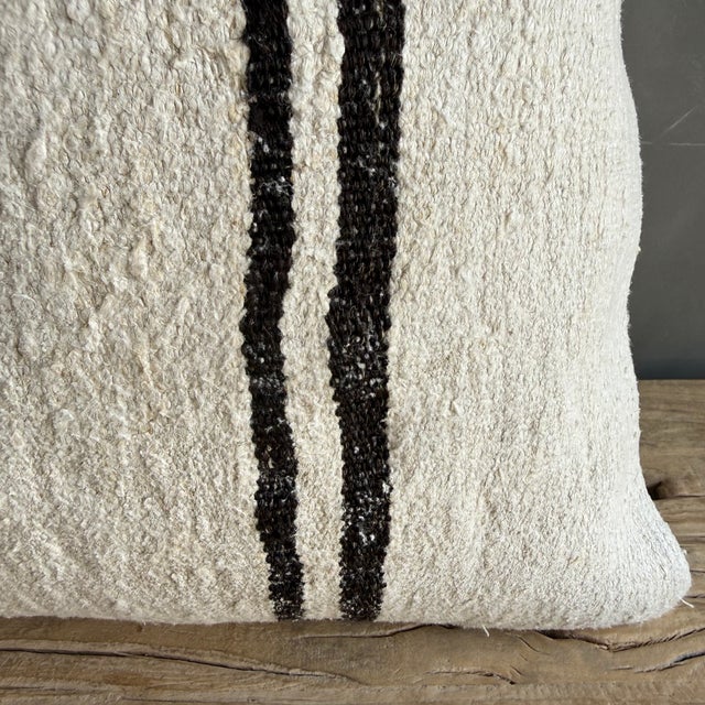 Mid-Century Modern Vintage Rug Pillow Cover With Stripes For Sale - Image 3 of 7