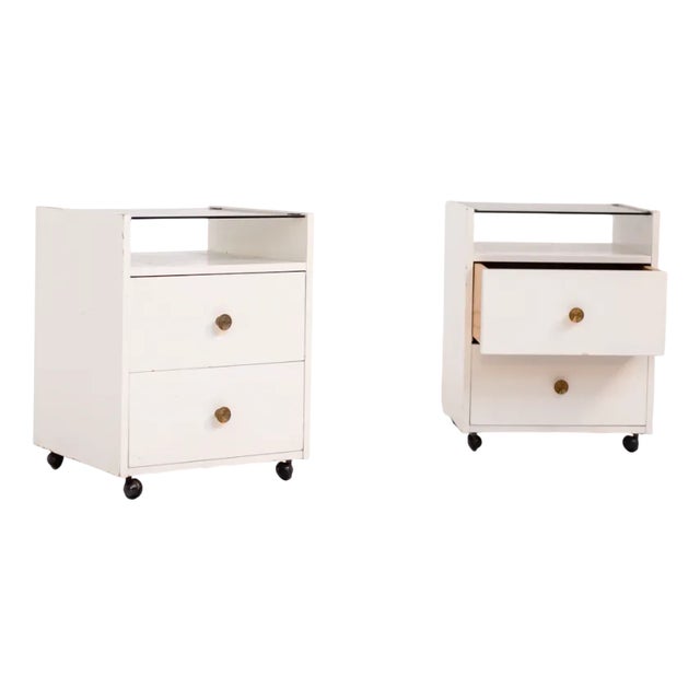 White Nightstands by Carlo De Carli for Luigi Sormani, 1960, Set of 2 For Sale