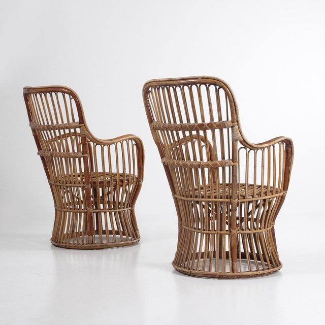 Vintage Rattan Armchairs, 1960s, Set of 2 For Sale - Image 4 of 14