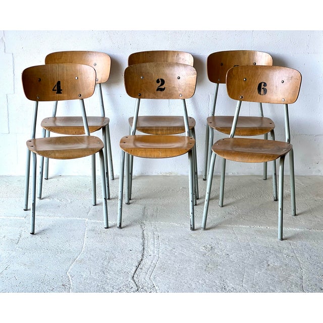Vintage School Chairs, 1970s, Set of 6 For Sale - Image 15 of 18