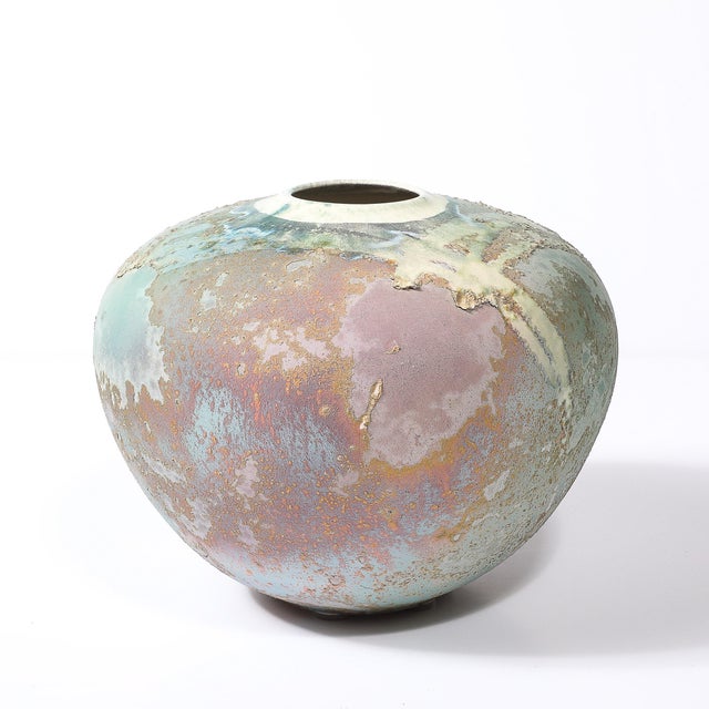Mid-Century Glazed Gray & Violet Textural Ceramic Vase Signed Tony Evans For Sale - Image 14 of 18