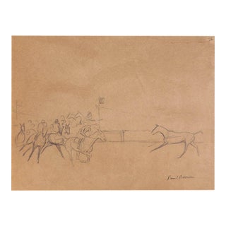 Mid 20th Century 'Rounding the Turn at Aintree' Pencil Drawing #26 by Paul Brown For Sale