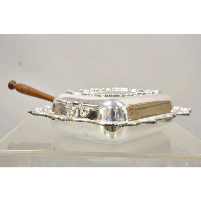 Victorian Vintage Poole Silver Co Victorian Silver Plated Serving Platter W/ Wooden Handle For Sale - Image 3 of 12