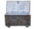 Indian Vintage Blue Floral Hope Chest on Wheels | Carved Wood Storage Bench Trunk For Sale - Image 3 of 5
