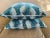 Pair of Oka Ocean Blue Fractal Leaf Pillow Covers With Duck Feather Inserts For Sale - Image 12 of 13