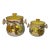 Vintage Italian Terra Cotta Jars With Lids and Hand Painted Sun-Ripe Grapes and Leaves For Sale