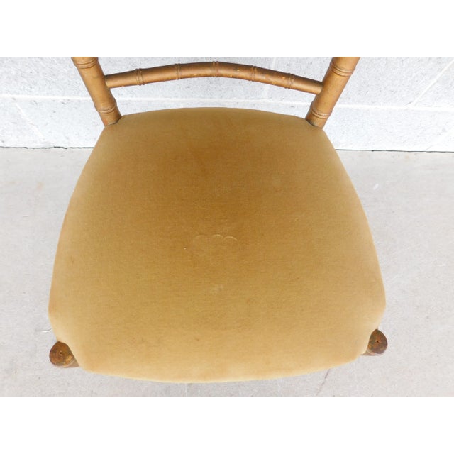 Antique Gold Painted Faux Bamboo Music Box Seat Accent Chair For Sale - Image 10 of 12