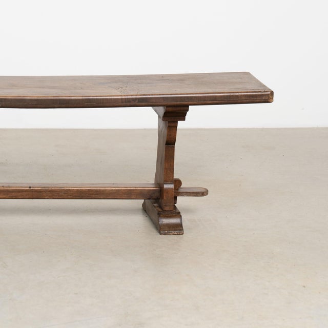 Early 20th Century French Chestnut Trestle Bench For Sale - Image 10 of 13