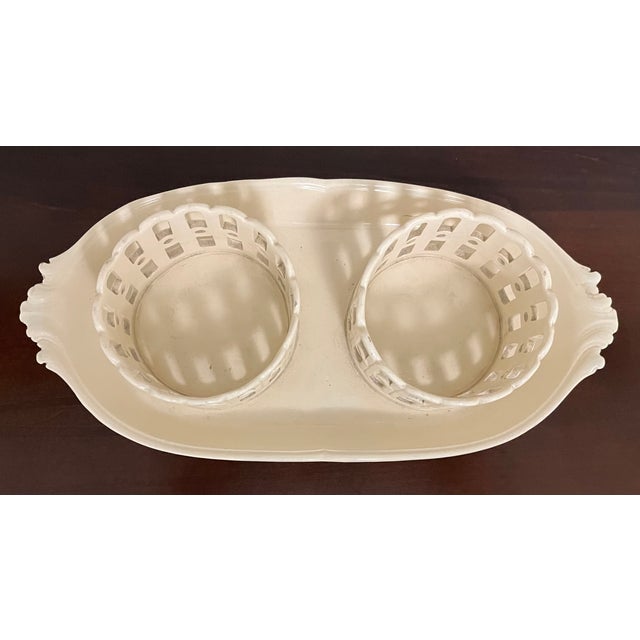 Cream Antique 18th Century French Creamware Cruet Bottle Stand For Sale - Image 8 of 13