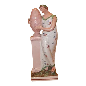 Antique 19th Century English Staffordshire Pearlware Classical Figure of Andromache Mourning Hector's Ashes C. 1800