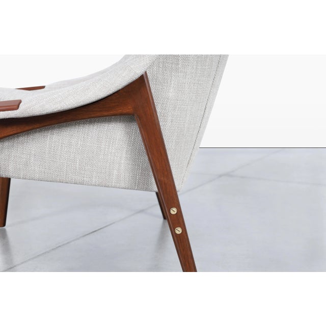 Off-white Scandinavian Modern Walnut Armchair Attributed to Folke Ohlsson for Dux For Sale - Image 8 of 12